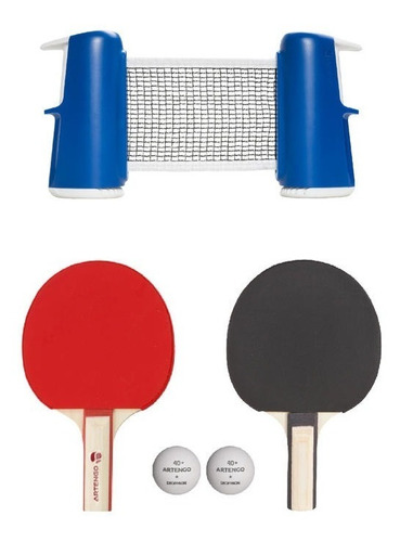 Set 2 Raquetas 2 Pelotas Y Red De Ping Pong Adaptable Orig.