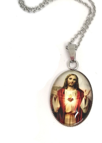 Collar Sagrado Corazón De Jesús Acero Inoxidable 