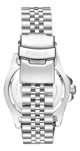 Reloj Para Caballero Stührling Meridian-aquadiver, 3968 Color de la correa Plateado Color del fondo Negro