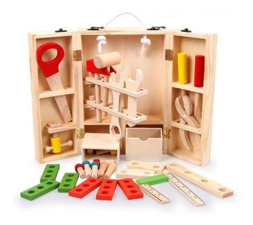 Caja De Herramientas  Madera Juguete Didáctico Montessori 