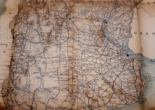 Gran Mapa Red Caminera Principal 1943 Argentina 60 X 105 Cm (Usado)