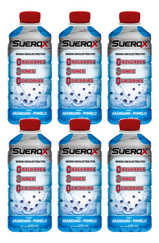 Combo Suerox Bebida Hidratante Arandano Pomelo 630 Ml X6 U