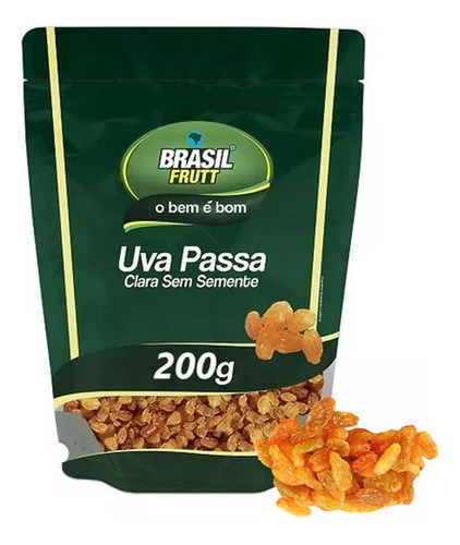 Uva Passa Clara Sem Semente Brasil Frutt Pacote 200g
