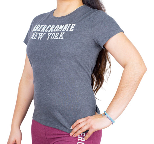 Abercrombie- Polera Mujer 0071-091 Gris Oscuro