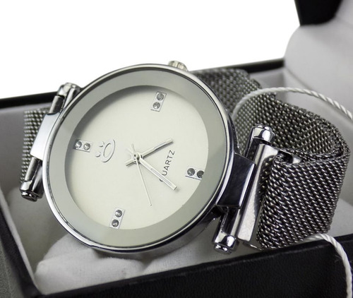 Relógio Feminino Aço Analógico Pulseira Magnética Rmm17