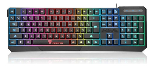 Teclado Gamer Motospeed, K70, Rainbow, Membrana, Us - Preto Idioma Inglês US