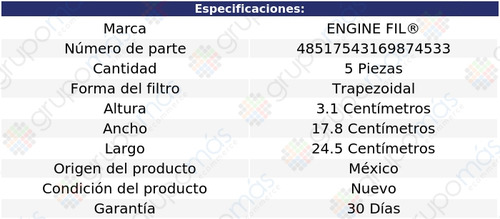 5 Filtros De Aire Engine Fil Boxster H6 2.5l 1997 A 1999