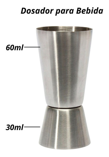 Dosador Duplo Inox 25ml / 50ml Copo Medidor Bebidas Drinks