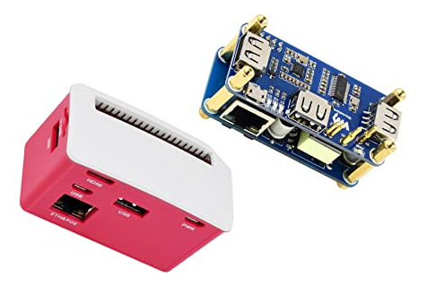 Funda Poe Ethernet Usb Hub Hat Con Caja Abx Para Raspberry P