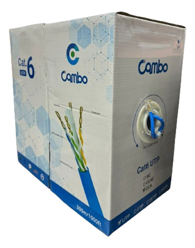 Rollo De Cable Utp Cambo Cat6 Categoría 6 305 Metros Azul