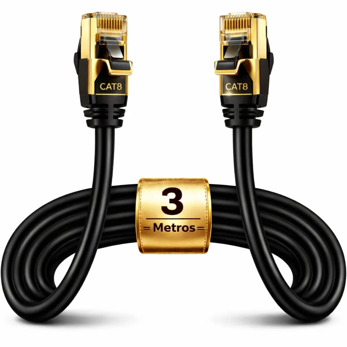 Cabo De Rede Cat8 3 Metros 3m Lan Internet Crimpado Rj45 Azul Boyu Cell