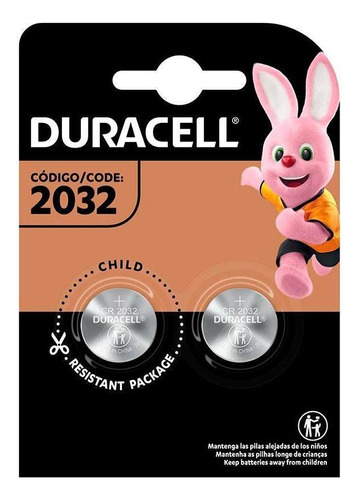 Cartela 2 Pilhas Moeda Duracell Lítio 3v Cr-2032 - Ac2519