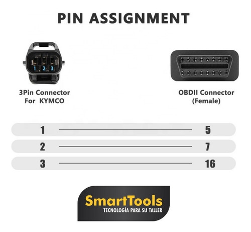 Imagen 6 de 7 de Adaptador Scanner Kymco 3 Pines A Obd2 Moto