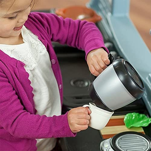 Cocina De Juguete Para Niños Con Utensilios De Plastico Azul