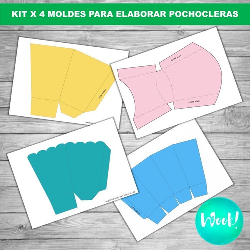 Kit X 4 Moldes Png Cajas Pochcocleras Editables Imprimibles