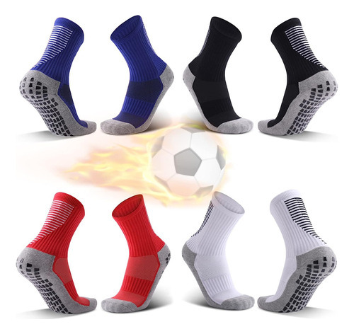 4 Pares De Calcetas Antiderrapantes De Fútbol Con Grosor Ext