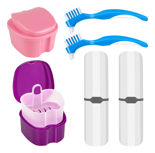 2 Fundas Para Dentaduras Postizas Con 2 Cepillos De Dentadu.