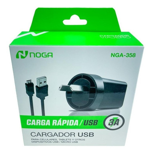 Cargador Adaptador Usb 3a 15w + Cable Micro Usb Noga 