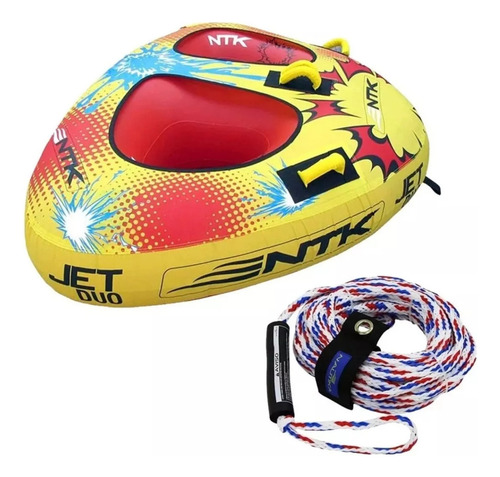 Bóia Para Reboque Inflável Jet Duo Nautika + Cabo De Puxar