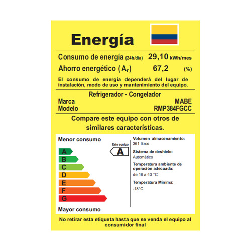 Nevera No Frost 384 Lts Brutos Black Steel Mabe Rmp384fgcc 115V