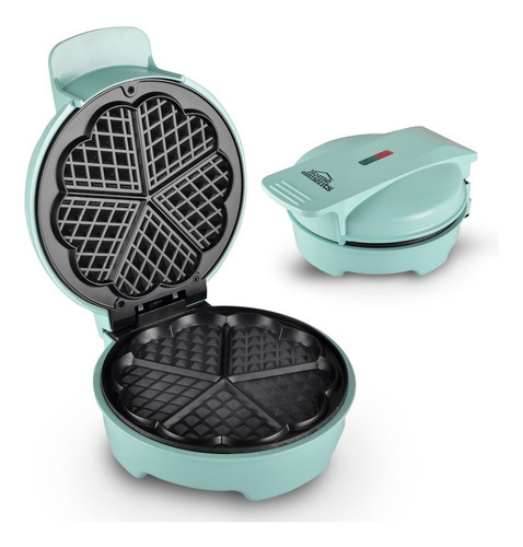 Wafflera Electrica 850w Maquina Wafle Corazón Color Menta 110v