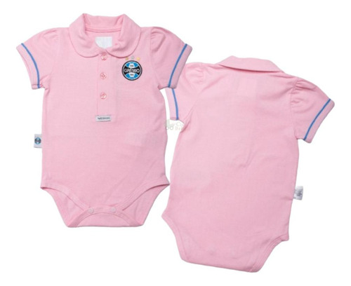 Body Grêmio Rosa Feminino Gola Polo Oficial Licenciado