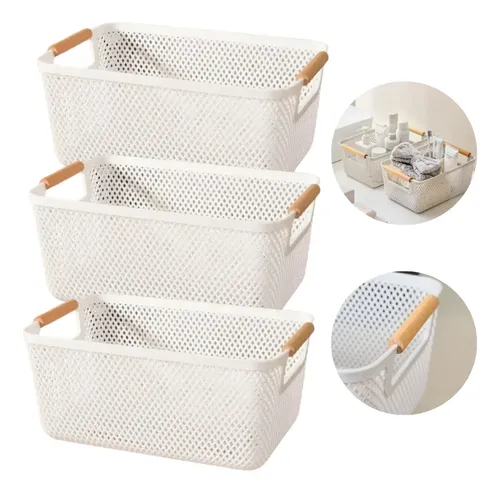 Kit 3 Cesto Organizador 27cm Multiuso Cozinha Lavanderia
