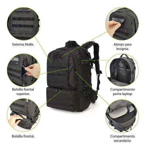 Imagen 5 de 9 de Mochila Kossok Celta Moto Táctica Gran Capacidad Reforzada