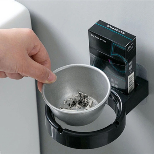 Cenicero De Pared Con Adhesivo, Cenicero Para Baño Accesorio Color Negro