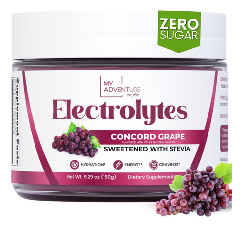 Polvo De Electrolitos De Uva Concord Sin Azúcar Vegano 200 G