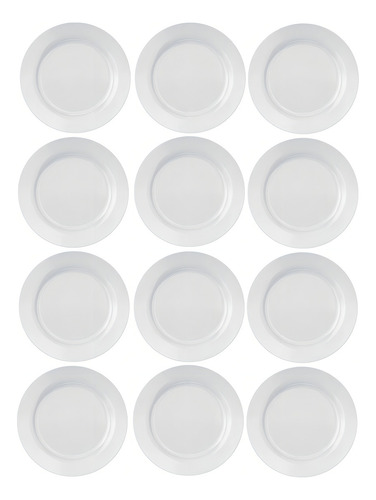 Prato Raso Opaline Menu 26,5cm Kit 24 Unidades Branco Jantar