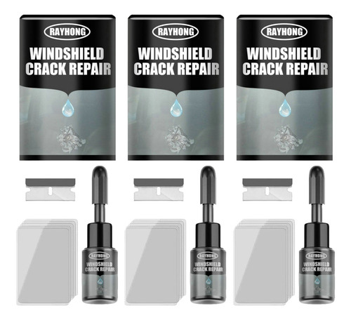 3×kit De Reparación Grietas For Parabrisas De Vidrio Scrat