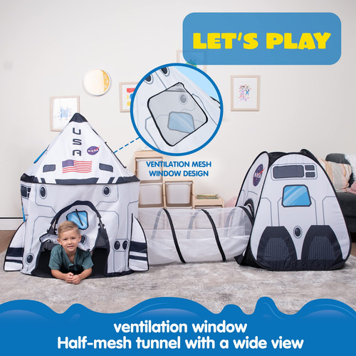Carpa De Juego Joyin White Rocket Ship Con Túnel Y Casa De J