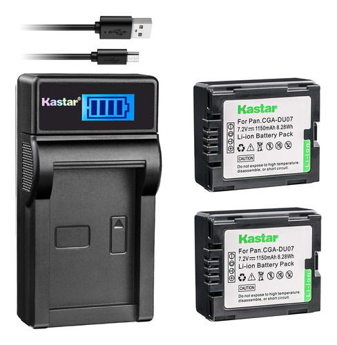 Kastar Batería (x2) Y Cargador Usb Lcd Para Panasonic Cga-.