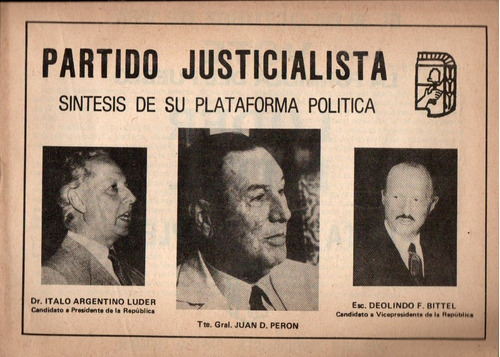 Plataforma Electoral Partido Justicialista 1983 Peronismo
