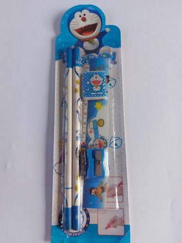 Set Escolar Doraemon C/regla En Blíster Lápiz Y Más 