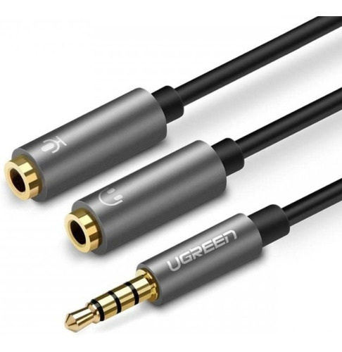 Cable divisor de audio hembra Ugreen, 3,5 mm, P/ 2, 3,5 mm, 20 cm, negro