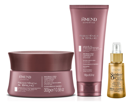Amend ResistĂȘncia E Brilho Mascara + Leave-in + Sublime Oil