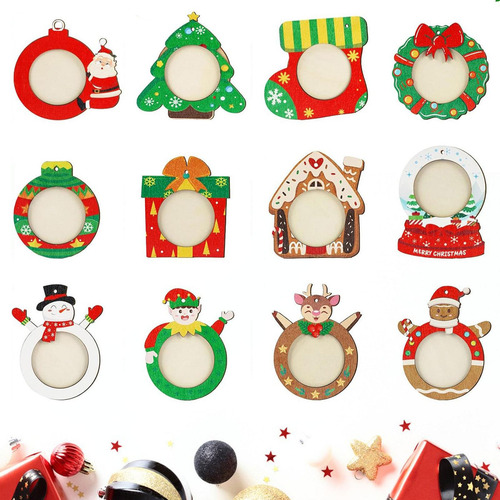12 Adornos Navideños Para Marcos De Fotos, Decoración Para