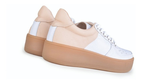 Zapatillas Urbanas De Mujer De Cuero Cordones Klama -ferraro