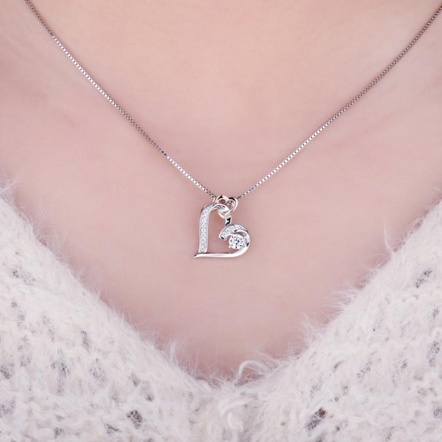 Collar De Plata Fina S925 Con Circones - Diseño Corazón Amor