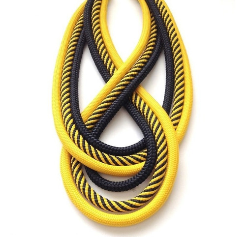 Colar De Corda Mila Amarelo Listra Preto