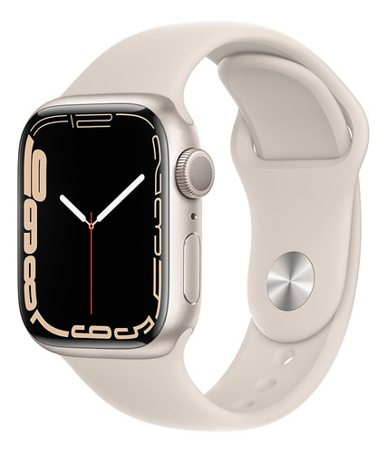 Apple Watch Series 7 (GPS, 41mm) - Caja de aluminio color blanco estelar - Correa deportiva blanco estelar