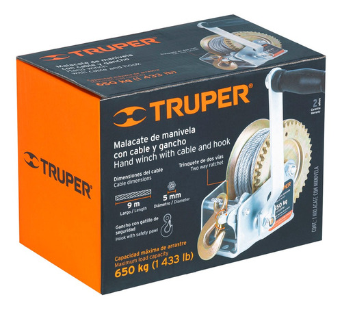 Winche Con Manivela Tensor Malacate 650kg Truper 14720