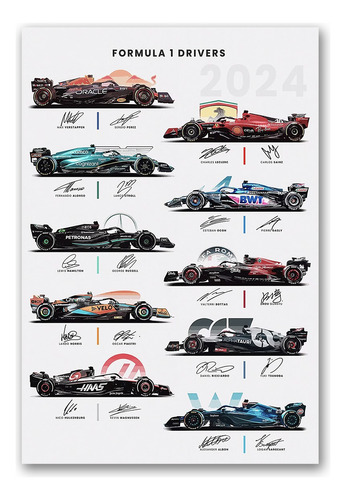 Poster Formula 1 48x33cm F1 Equipos 2024 Pilotos Gp Checo V1