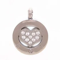 Comprar Dije Corazon Cubic Acero Quirurgico 18mm + Grabado Personali