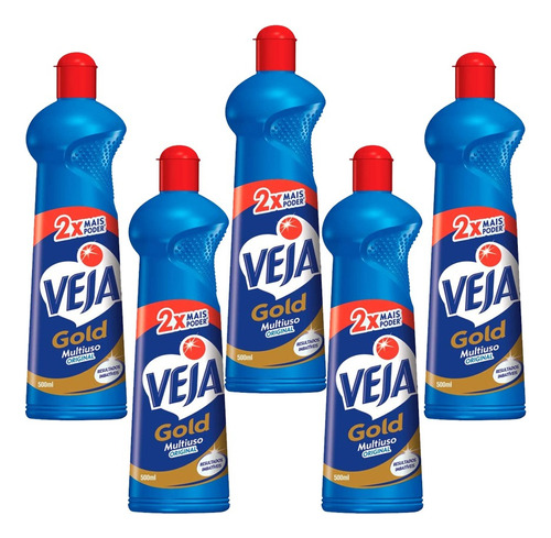 Limpador Veja Multi Uso Gold Original 500ml Kit 5