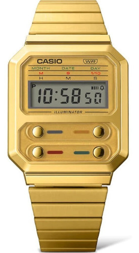Reloj Casio A100weg-9a Unisex Dorado Retro