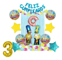 Comprar Decoracion Cumpleaños Globos Simpsons Homero Marge Bart Lisa Color Azul Claro The Simpsons Número 3