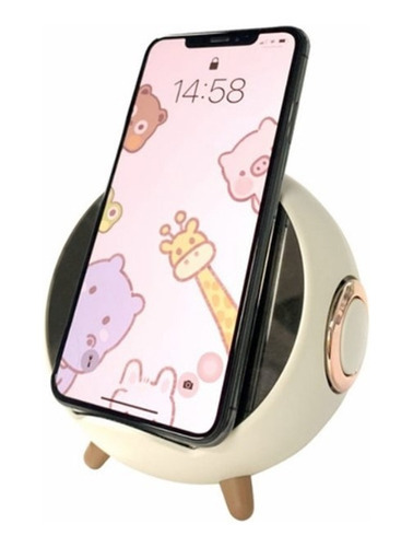 Imagen 3 de 5 de Parlante Bluetooth Gtc Spg-149 Vintage Cargador Inalambrico Color Blanco